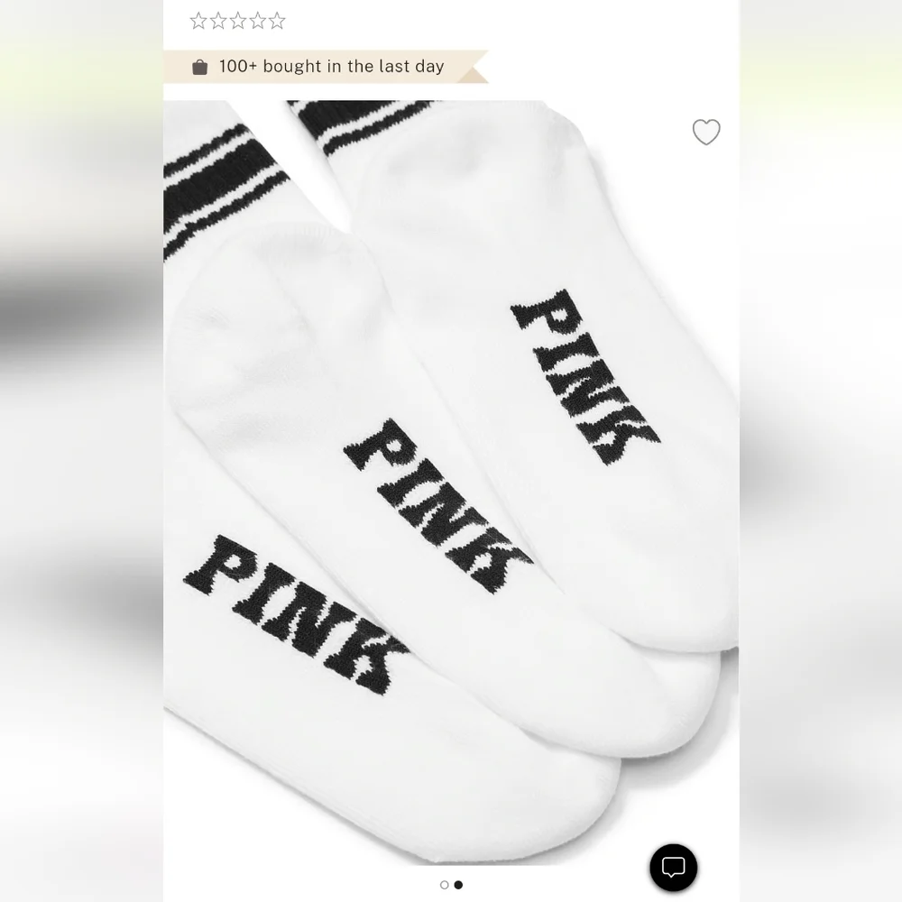 PINK Victoria's Secret White and Black Athletic Quarter Socks 3-Pack